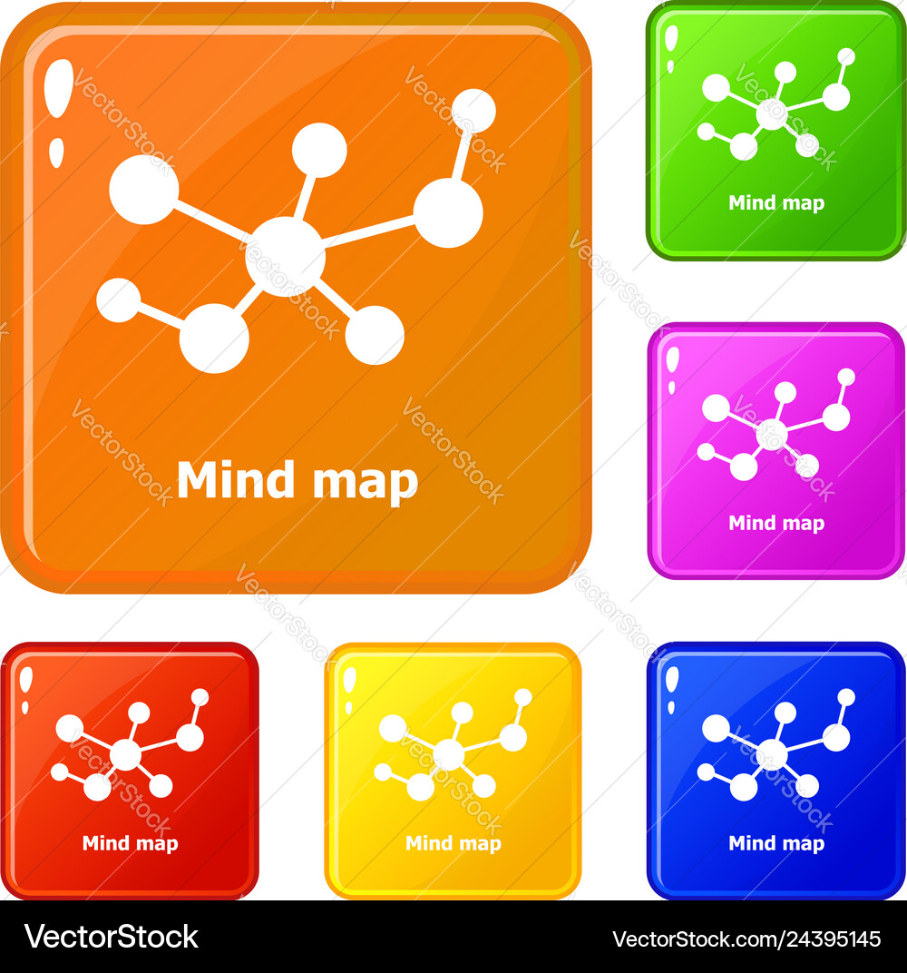 Mind map icons set color vector image