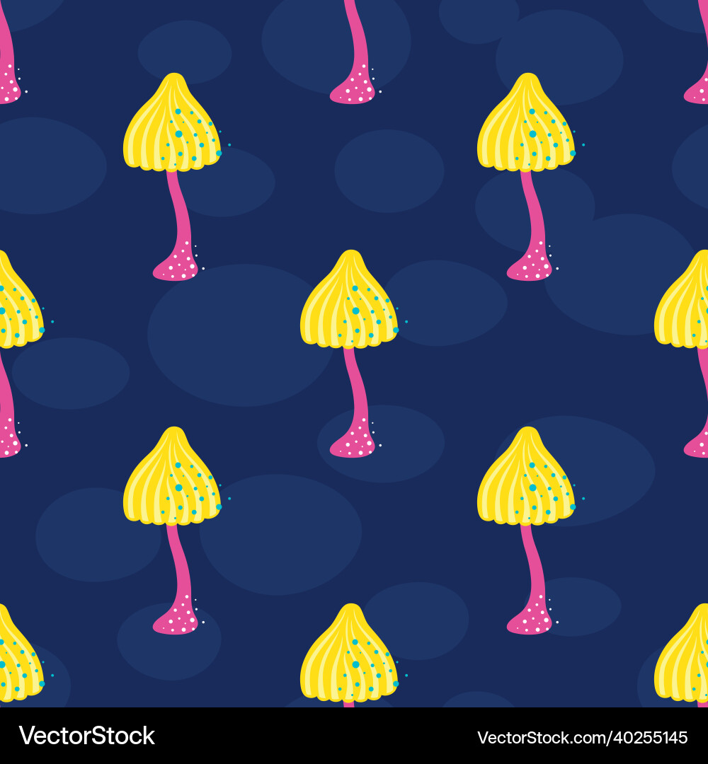 Seamless pattern with mushrooms on dark background Seamless pattern with mushrooms on dark background Vector Image