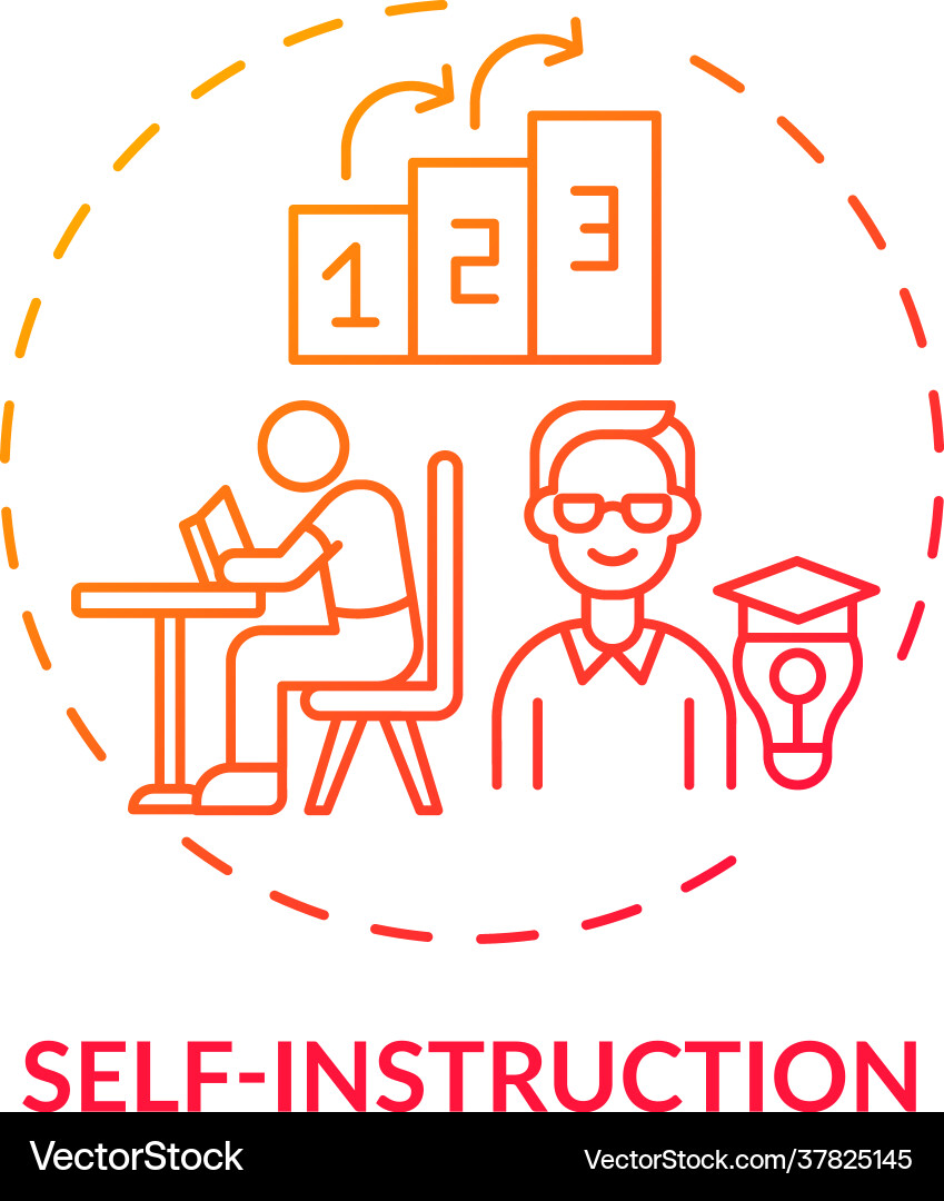 Self instruction red gradient concept icon Vector Image
