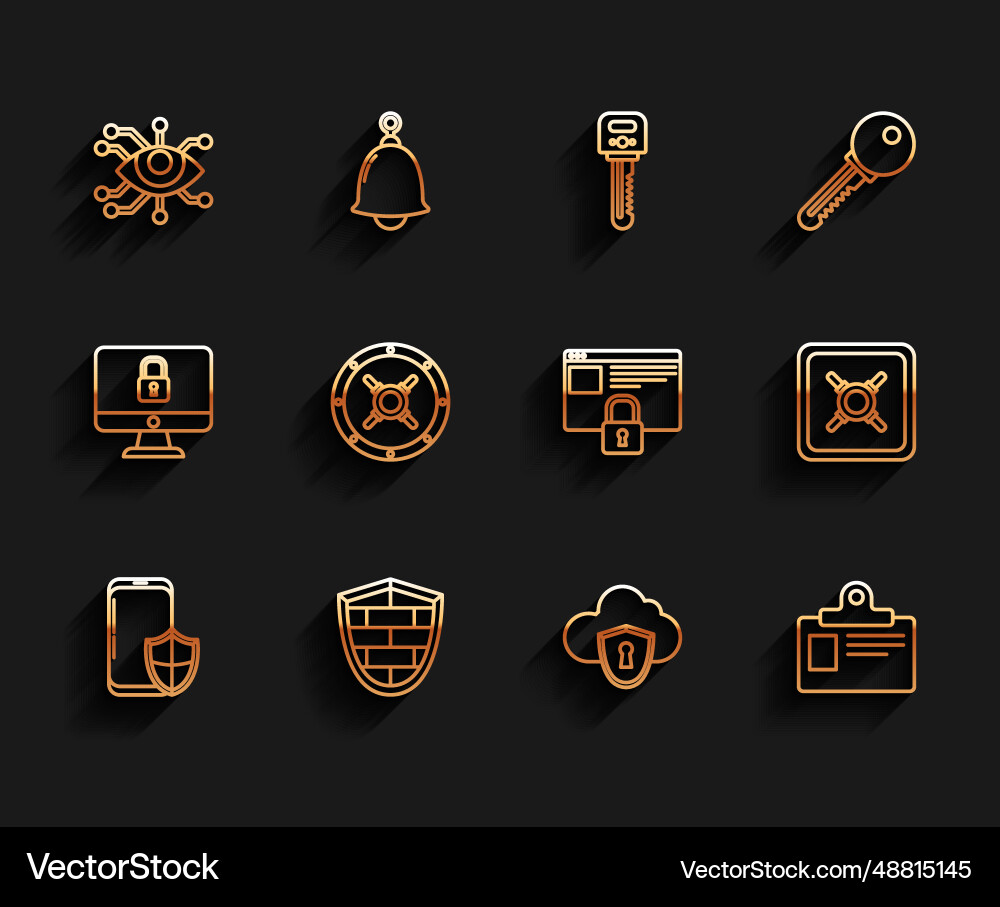 Set line smartphone with security shield Set line smartphone with security shield vector image