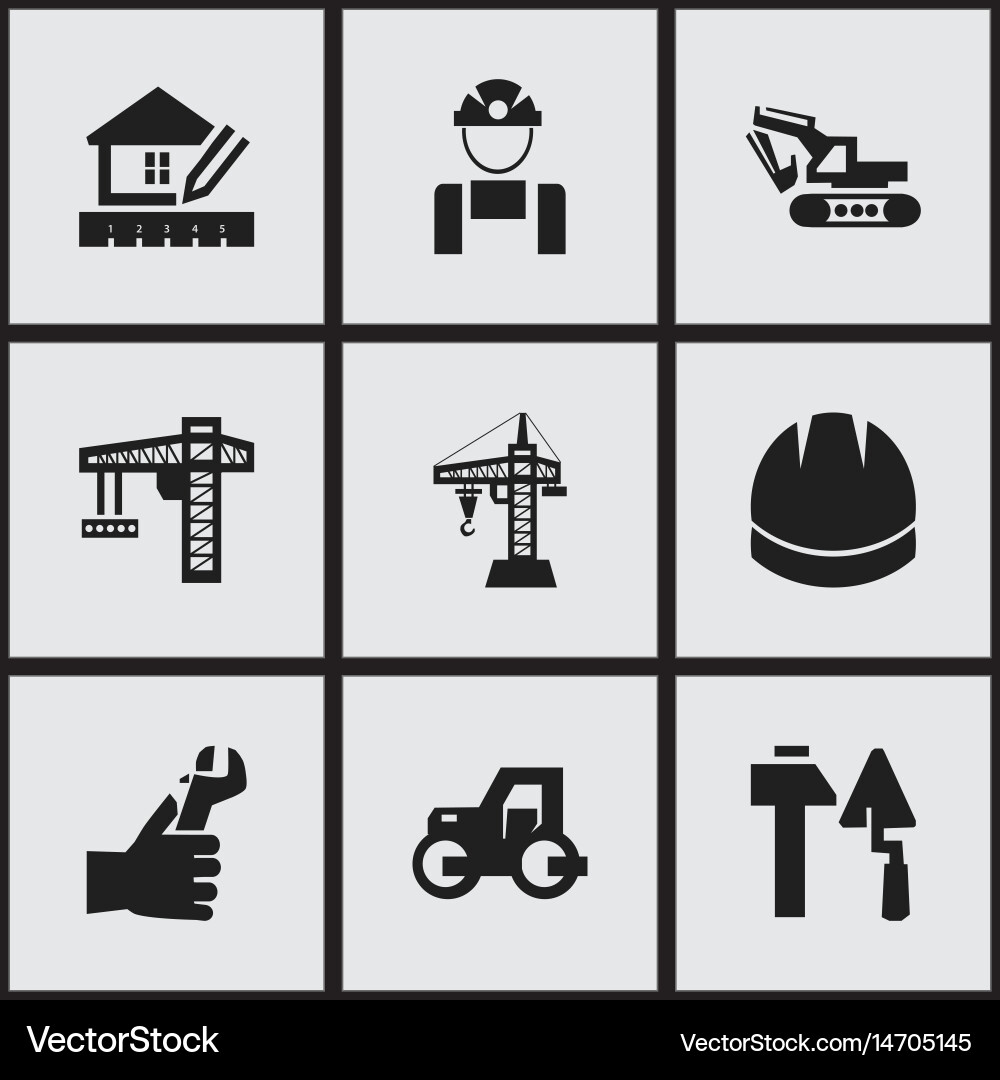 Set of 9 editable structure icons includes vector image