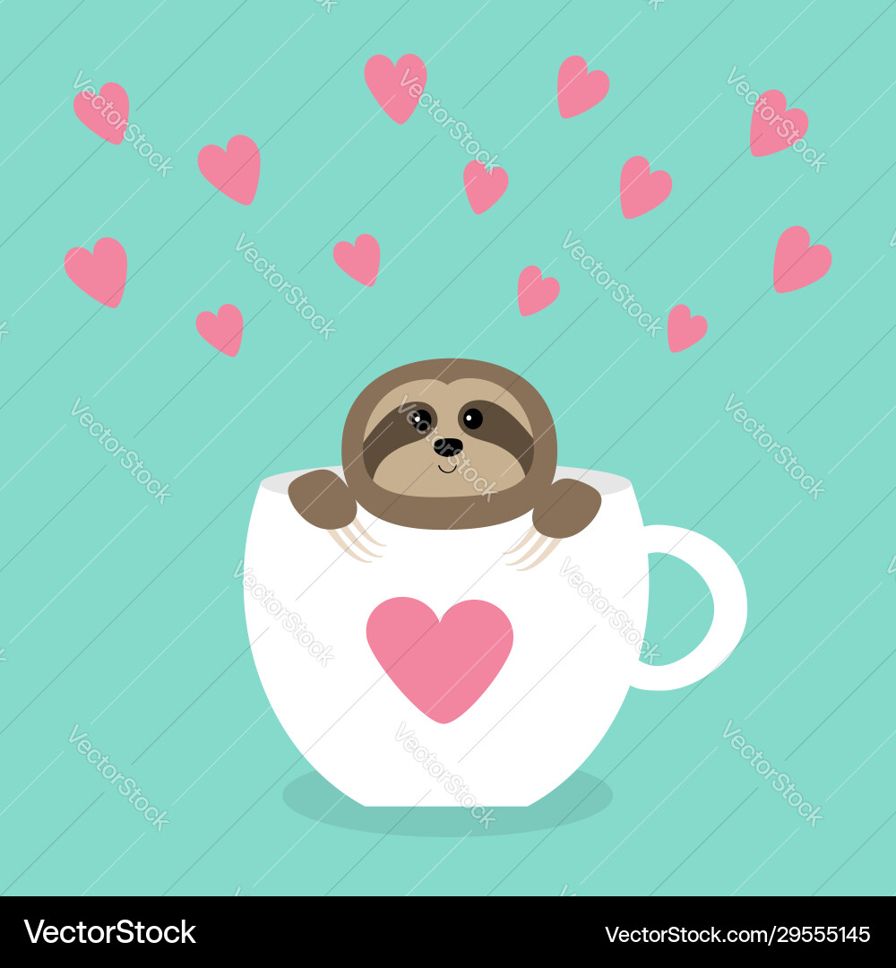 Sloth sitzen in Kaffeetasse Teetasse mit Herz Sloth sitzen in Kaffeetasse Teetasse mit Herz vektorbild