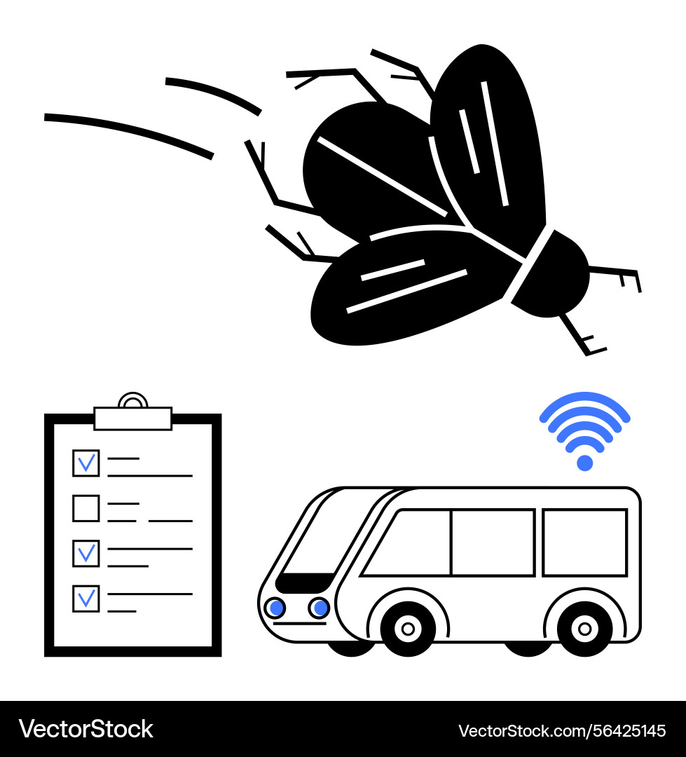 Smart bus technology with checklist Vector Image