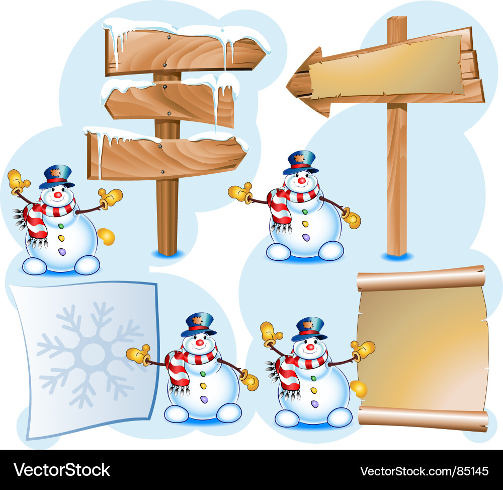 Snowman with Signpost Vector Image