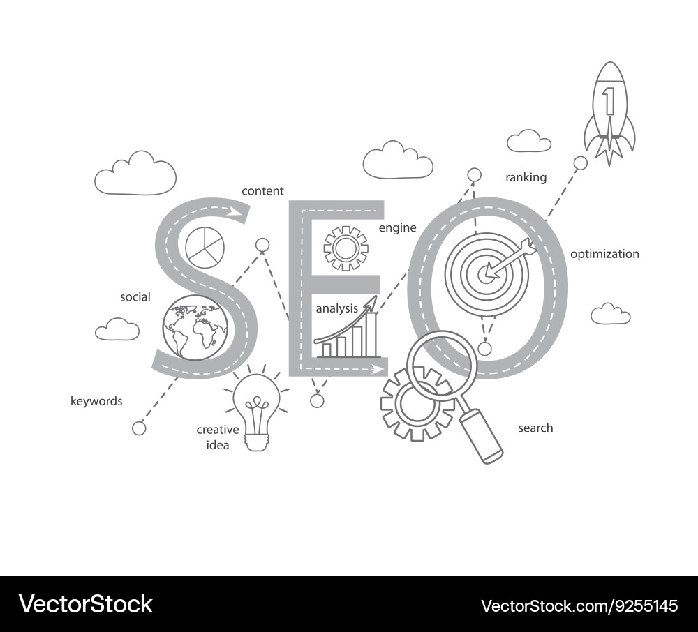 Success internet searching optimization process vector image