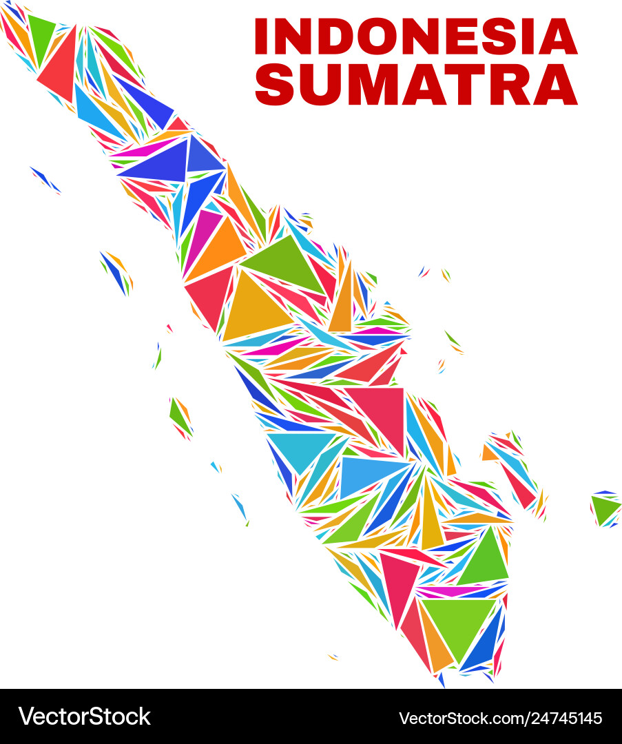 Sumatra map - mosaic color triangles Sumatra map - mosaic color triangles Vector Image