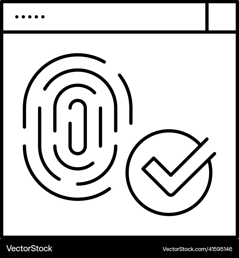 Access approved fingerprint line icon Vector Image