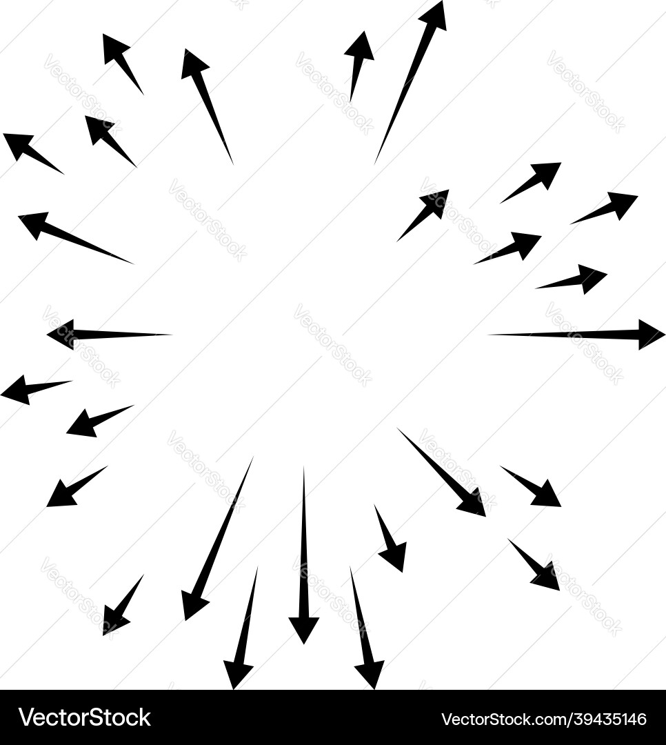 Arrows pointing outwards radial radiating Vector Image