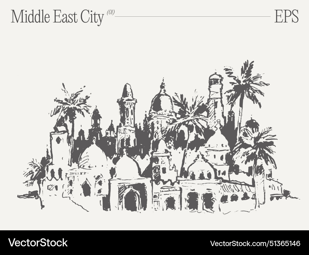 Buildings in the middle east city oasis desert Buildings in the middle east city oasis desert vector image