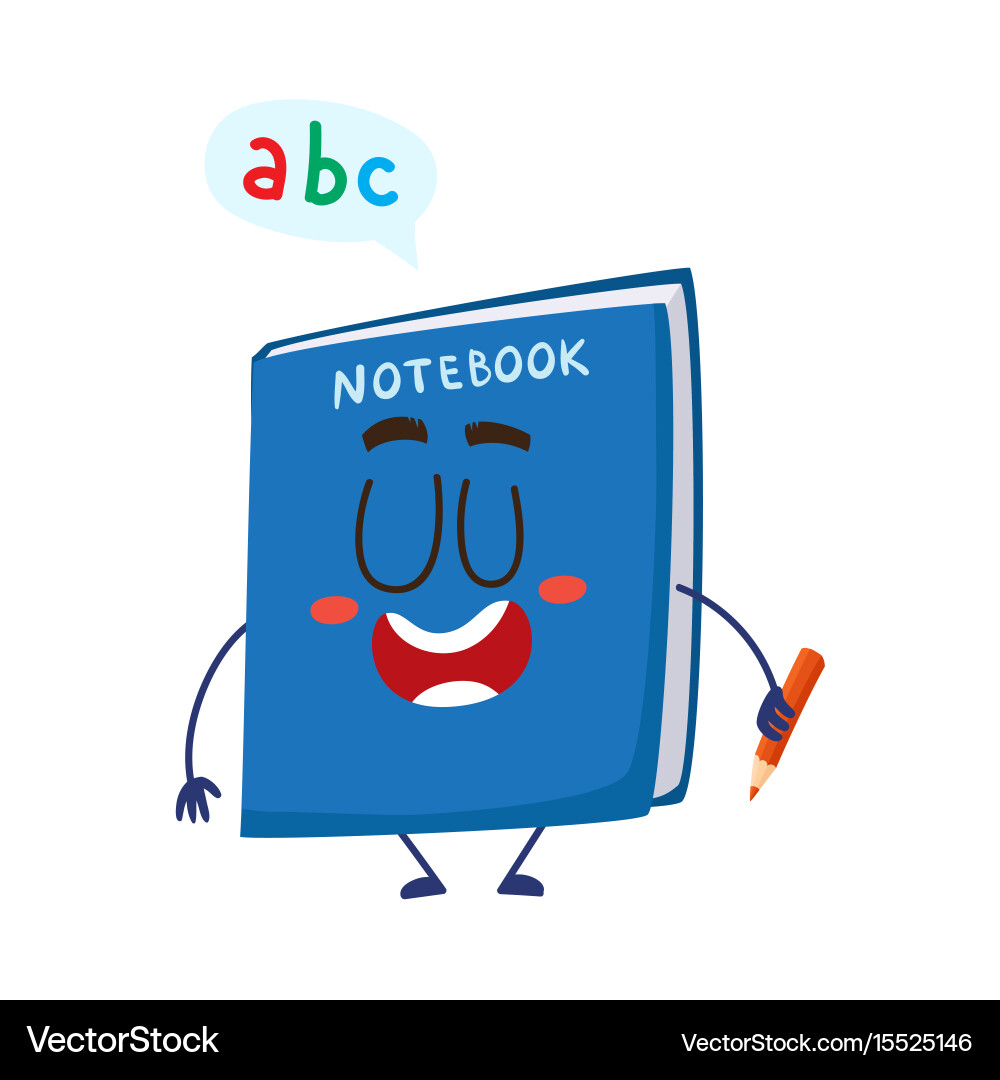 Cute and funny smiling school notebook notepad Vector Image