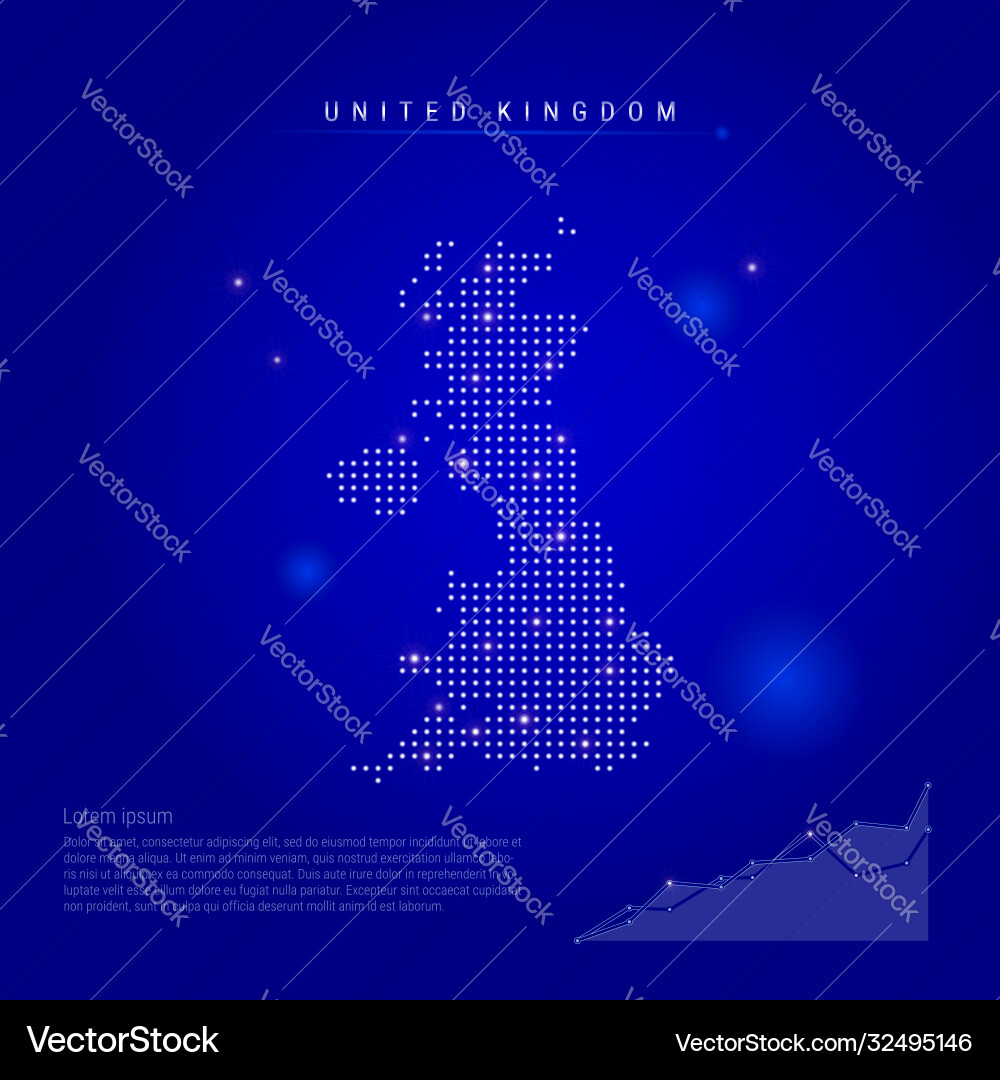 Glowing UK Map with Dots Vector Image