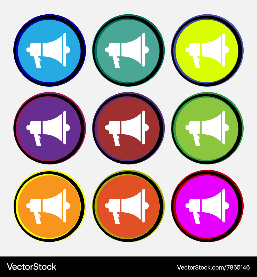 Gramophone web icon sign nine multi colored round Vector Image