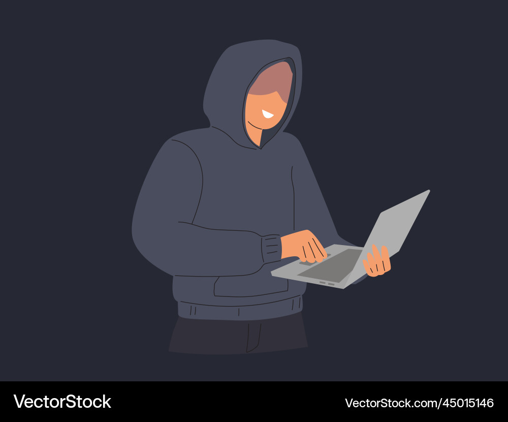Hacker with laptop Hacker with laptop vector image