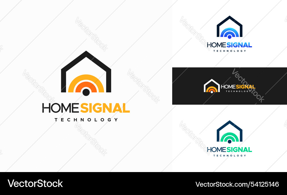 Home signal house logo designs concept wifi Home signal house logo designs concept wifi vector image