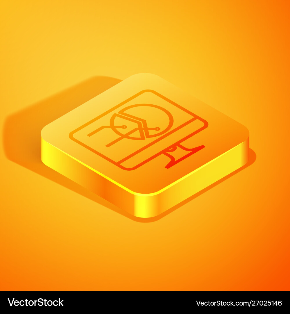 Isometric line computer monitor with graph chart Isometric line computer monitor with graph chart Vector Image