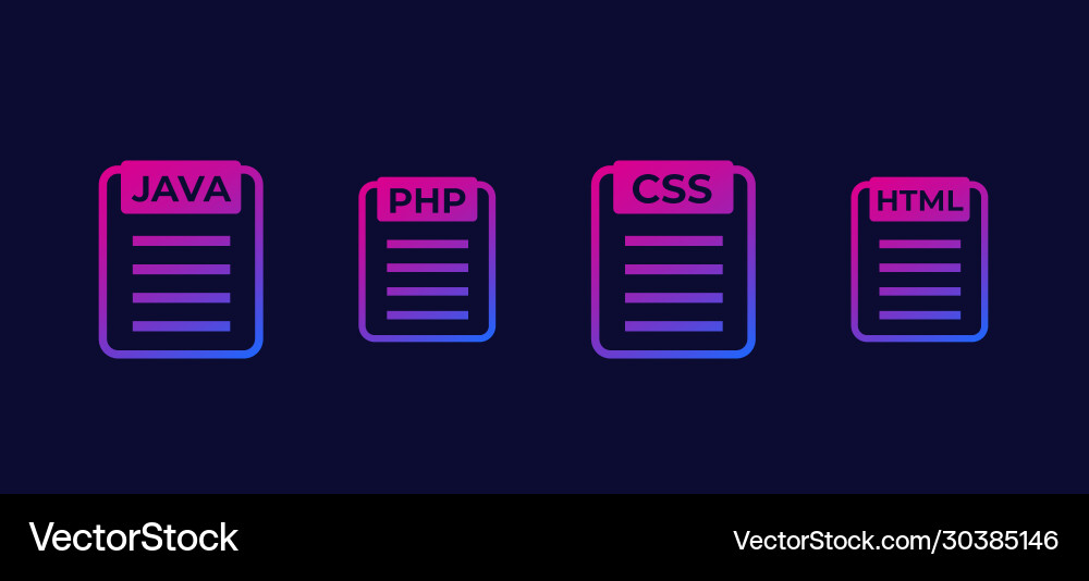 Java php css html code icons Vector Image