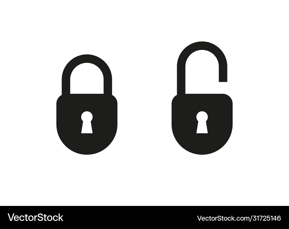 Lock icon set isolated button in flat Vector Image
