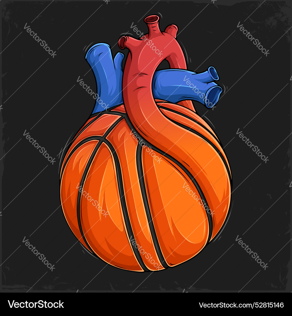 Orange Basketball Kugel geformt im menschlichen Herzen Orange Basketball Kugel geformt im menschlichen Herzen vektorbild