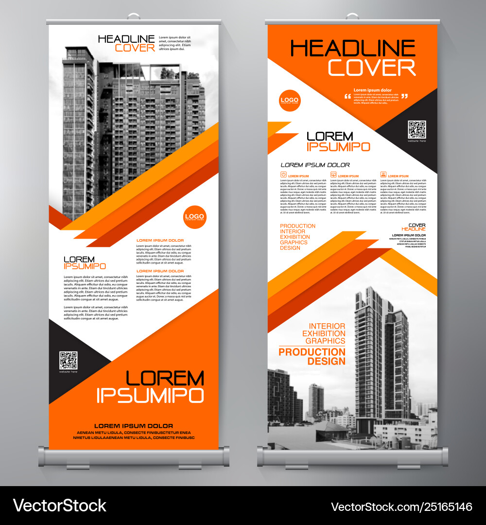 Roll Up Banner Stand Display Template Vector Image