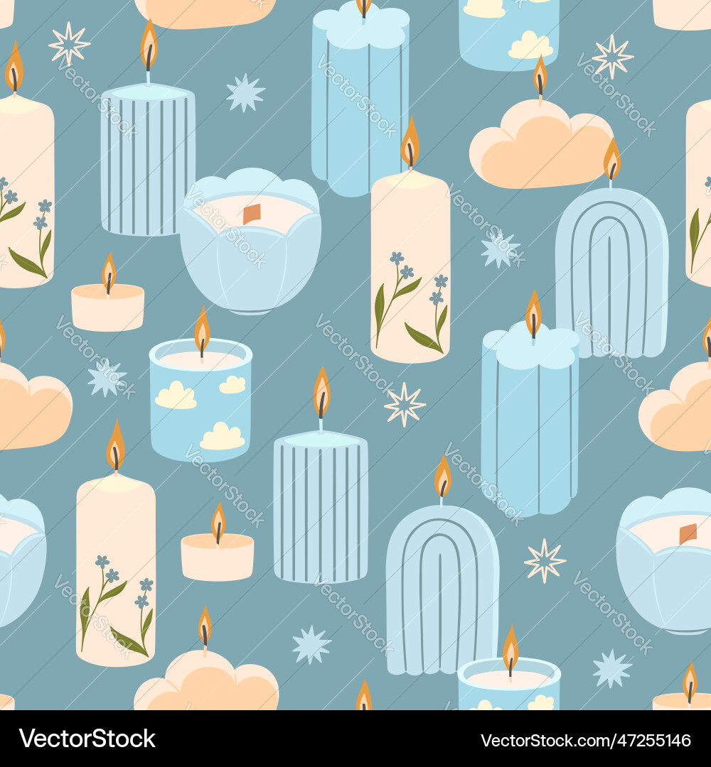 Seamless pattern with candles of various shapes Vector Image