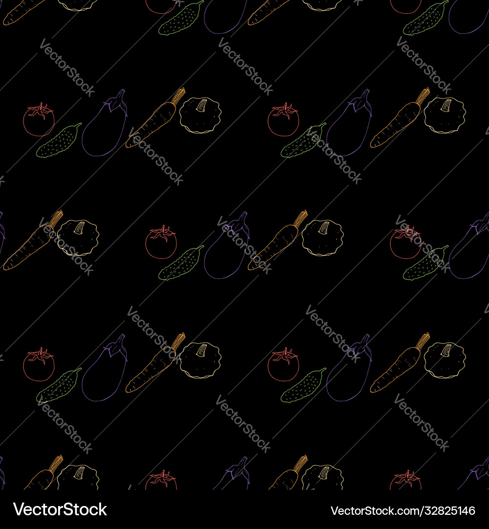 Seamless pattern with colored cucumber tomato Vector Image