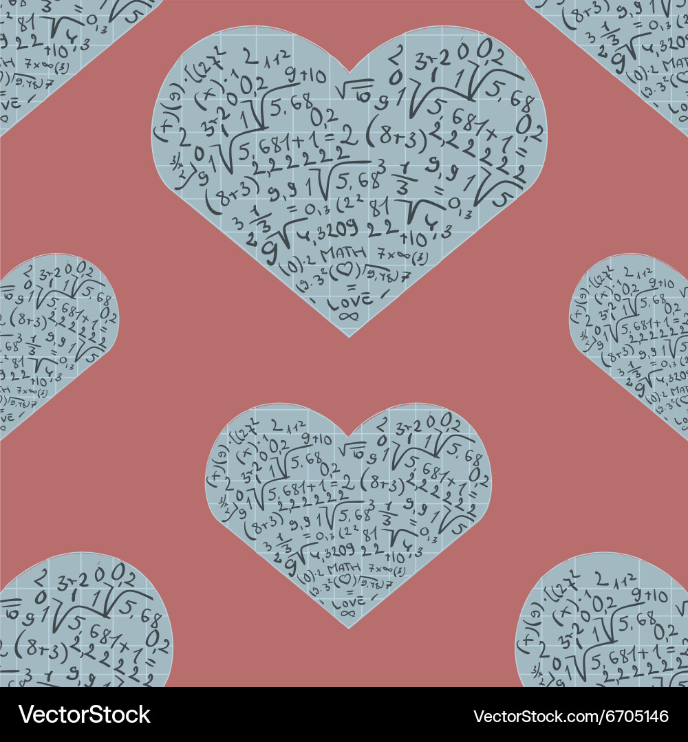 Seamless pattern with mathematics formula on heart Seamless pattern with mathematics formula on heart vector image