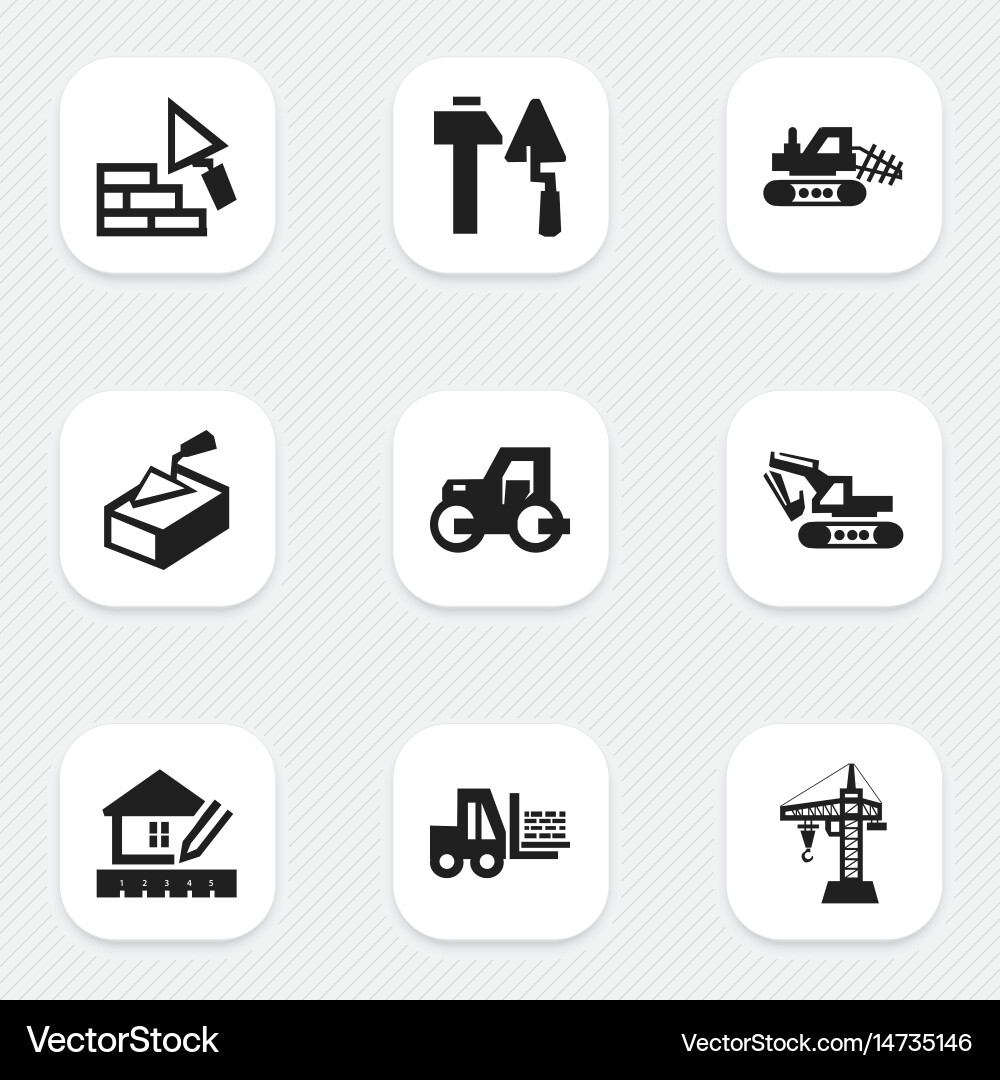 Set of 9 editable structure icons includes vector image