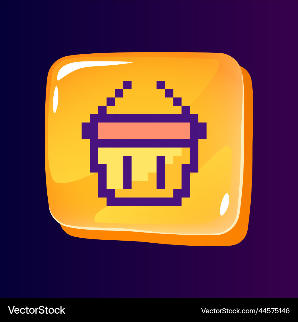 Shopping basket glossy ui button with pixelated Shopping basket glossy ui button with pixelated vector image