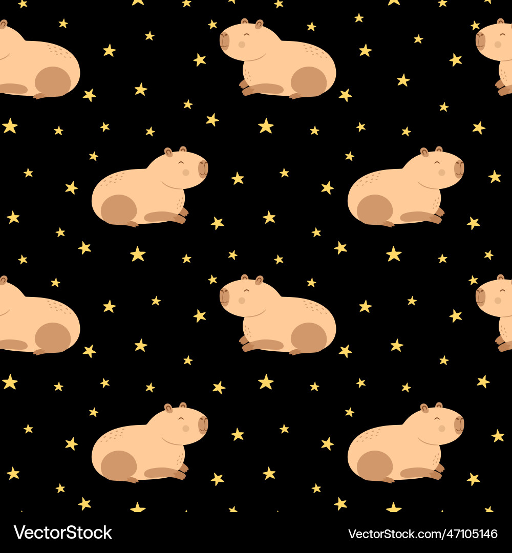 Smiling Capybara Seamless Pattern vector image
