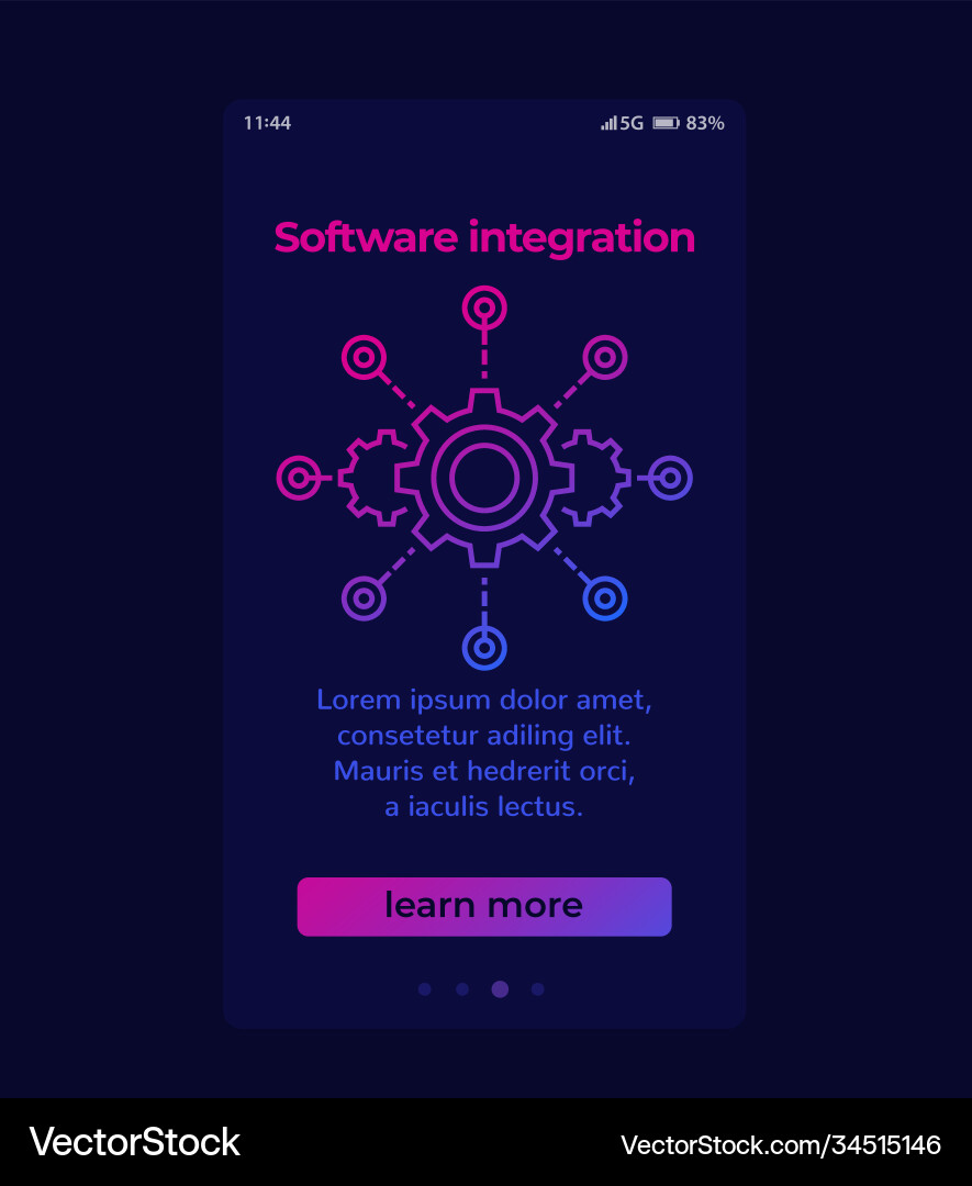 Software integration mobile screen design vector image