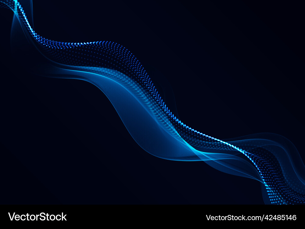 Wave of dynamic particles flows through Wave of dynamic particles flows through Vector Image