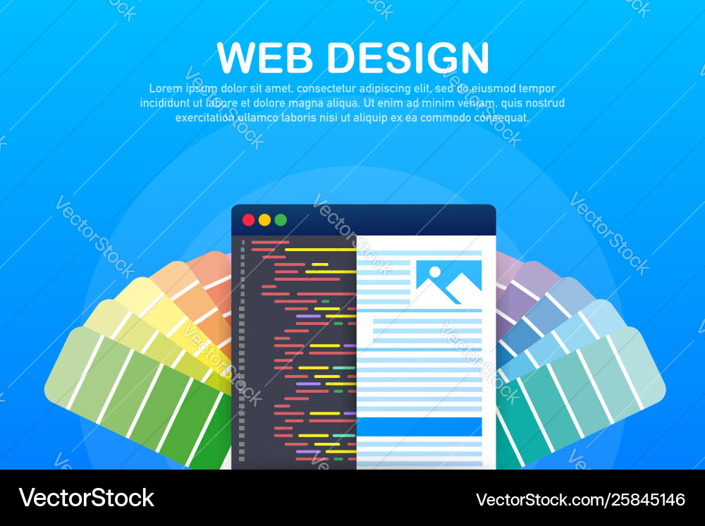 Web design concept creating websites designed Web design concept creating websites designed Vector Image