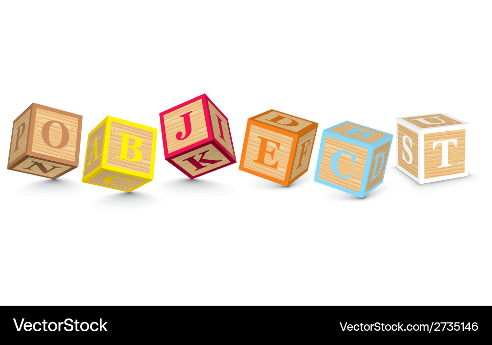 Word object written with alphabet blocks vector image