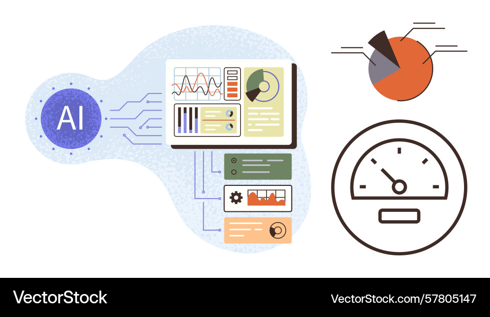 Ai data dashboard with analytics charts graphs Vector Image