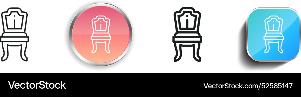 Chair icon thin linear regular and button style vector image