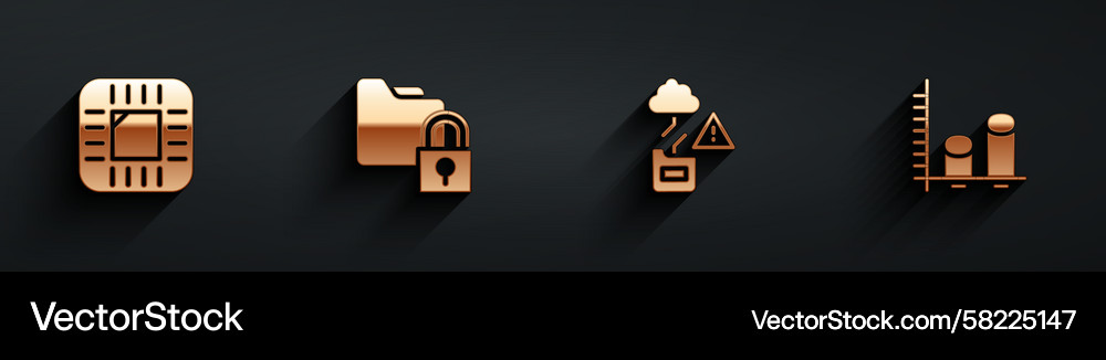 CPU Data Transfer & Security Icon Set Vector Image