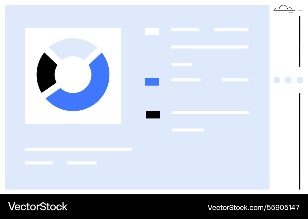 Data dashboard with circular graph and statistics Vector Image