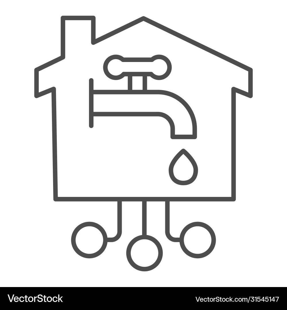 Faucet with drop in building thin line icon smart vector image