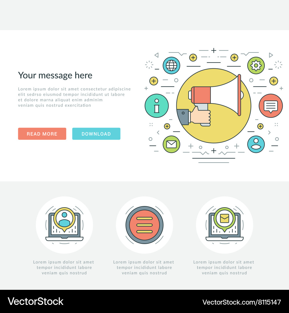Flat line business concept web site header vector image