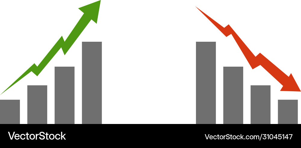 Growing graph with arrow icons in flat Vector Image