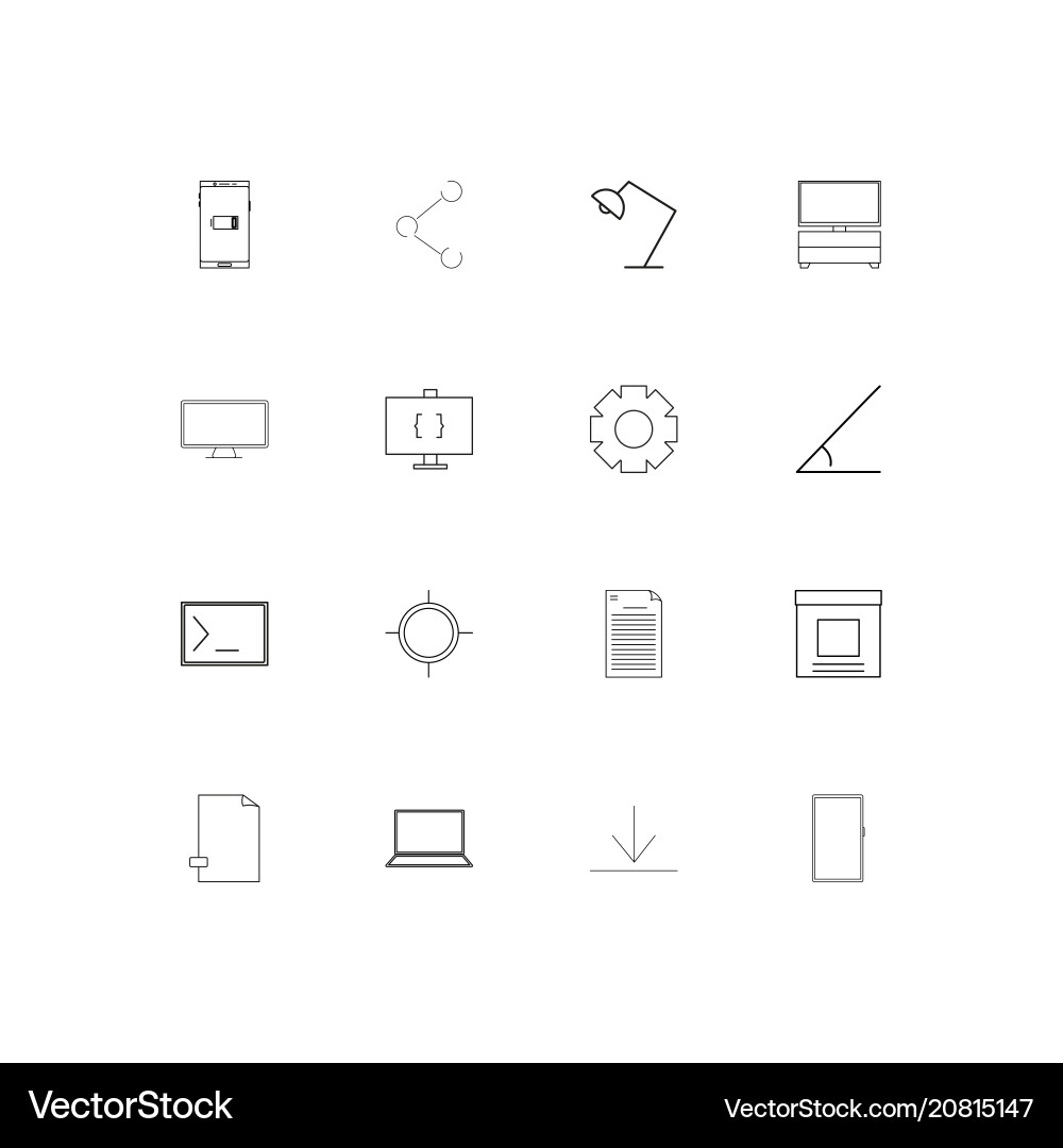 Internet technologies linear thin icons set Vector Image