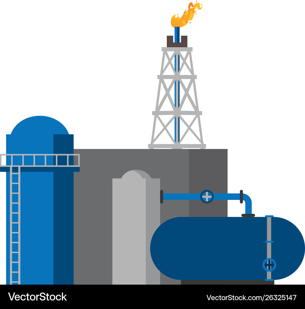 Oil refinery gas factory cartoon Royalty Free Vector Image