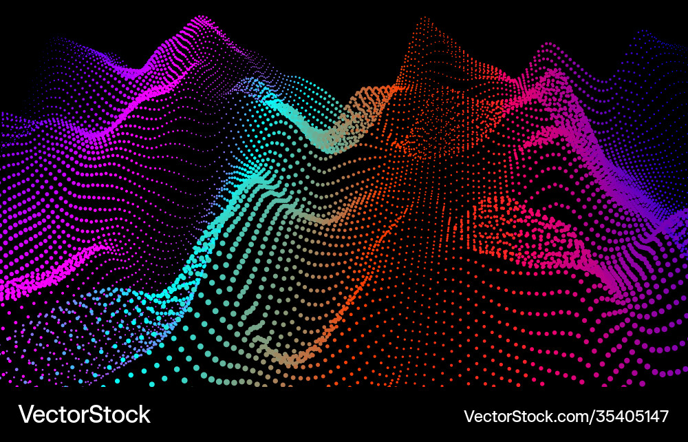 Sea waves from node hud data dots flow research Vector Image