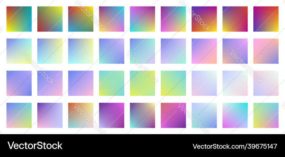 Set of square holographic gradient button Set of square holographic gradient button vector image