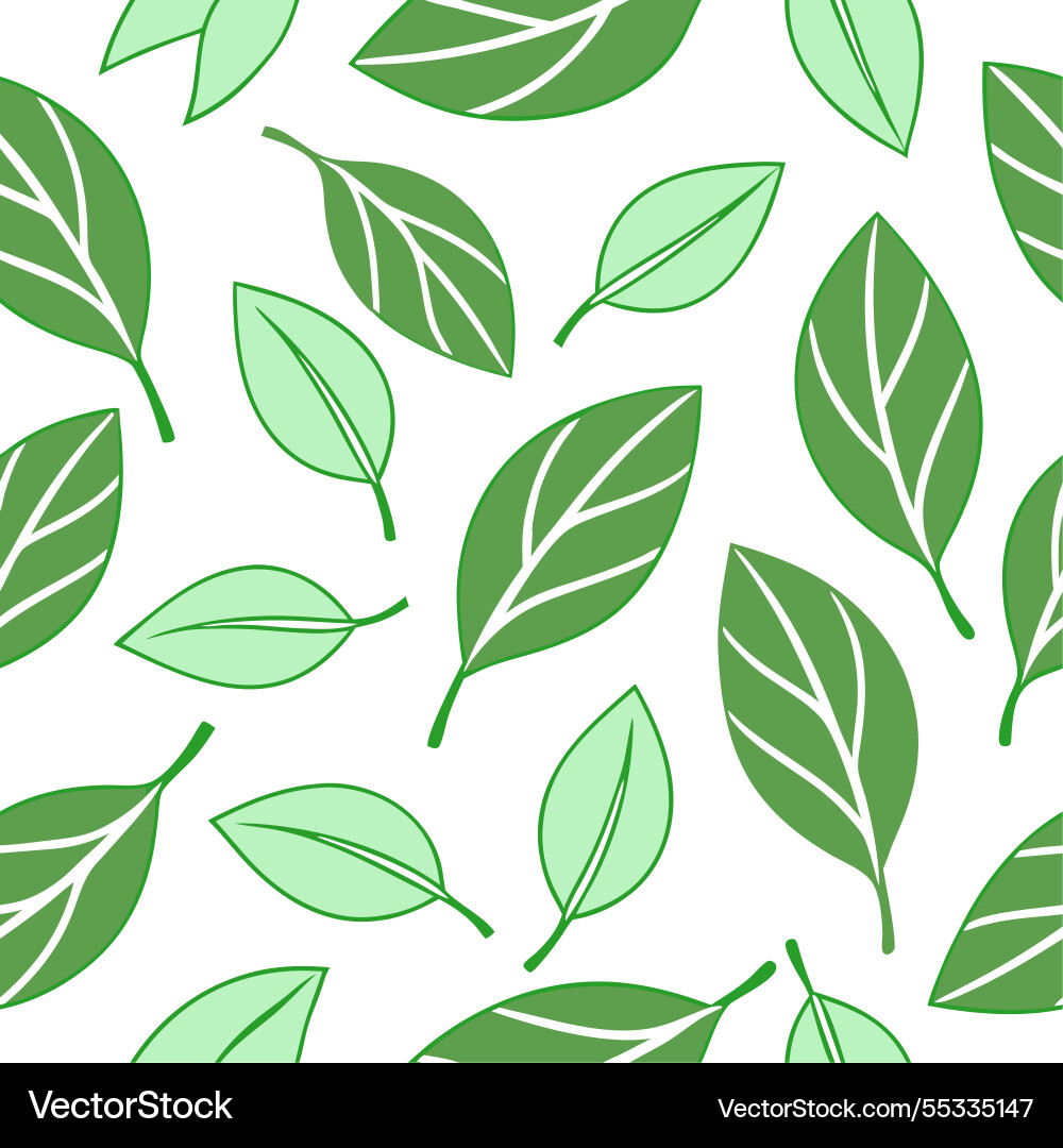 Spring leaves seamless pattern with soft vector image