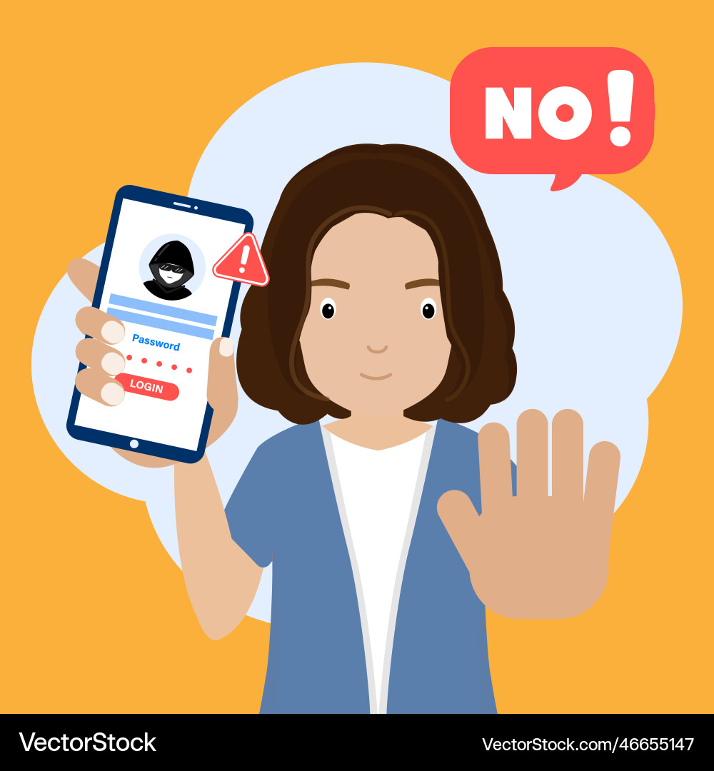 Warning phone from hacked login and password vector image