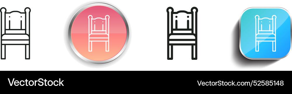 Chair icon thin linear regular and button style vector image