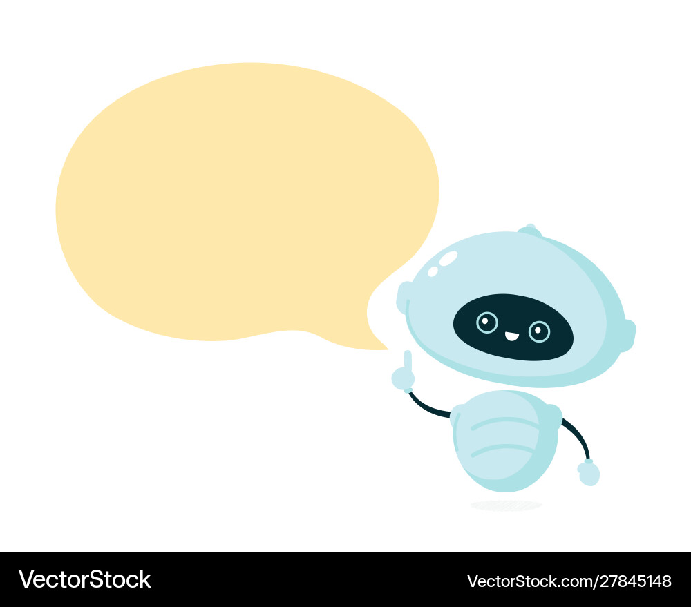 Cute smiling robot bot with speech bubble Vector Image