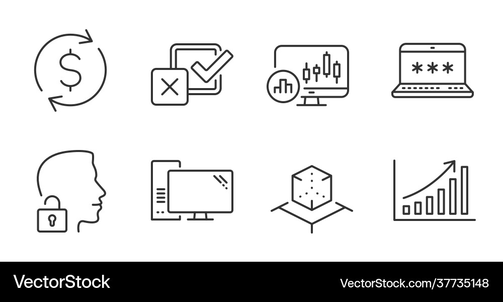 Graph chart laptop password and augmented reality vector image