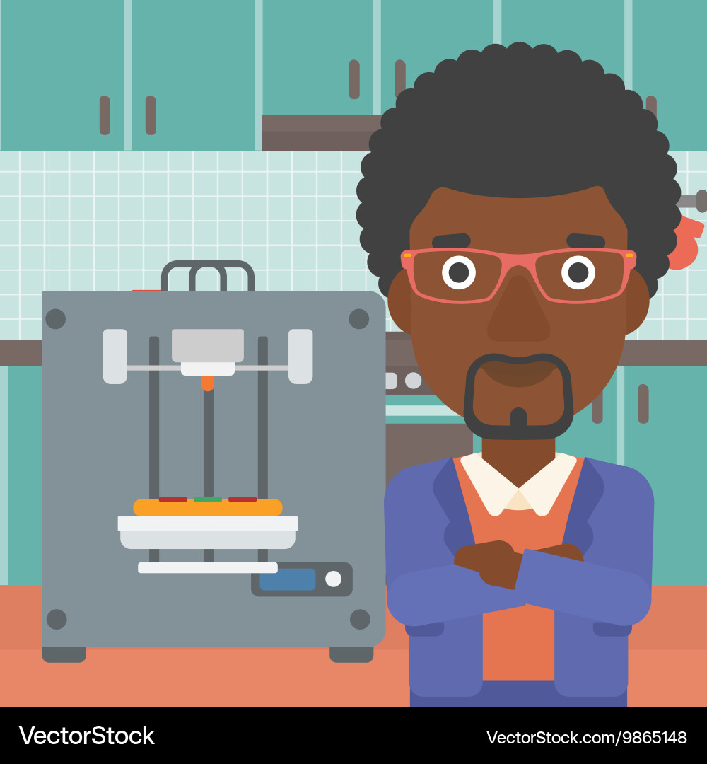 Man with three d printer vector image